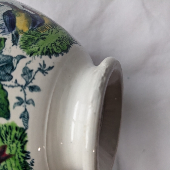 Antique PV France Pleasant Village Blue Floral Birds Open Sugar Footed Bowl - Picture 9 of 14